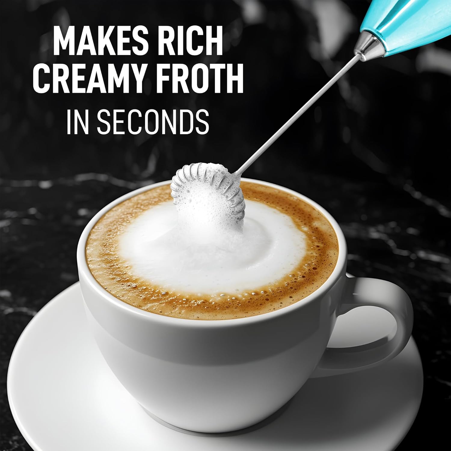 Zulay Executive Series Ultra Premium Gift Milk Frother - Coffee Frother Handheld Foam Maker For Lattes - Electric Milk Frother Handheld For Coffee - Purple Teal Fade w Silver OG Stand