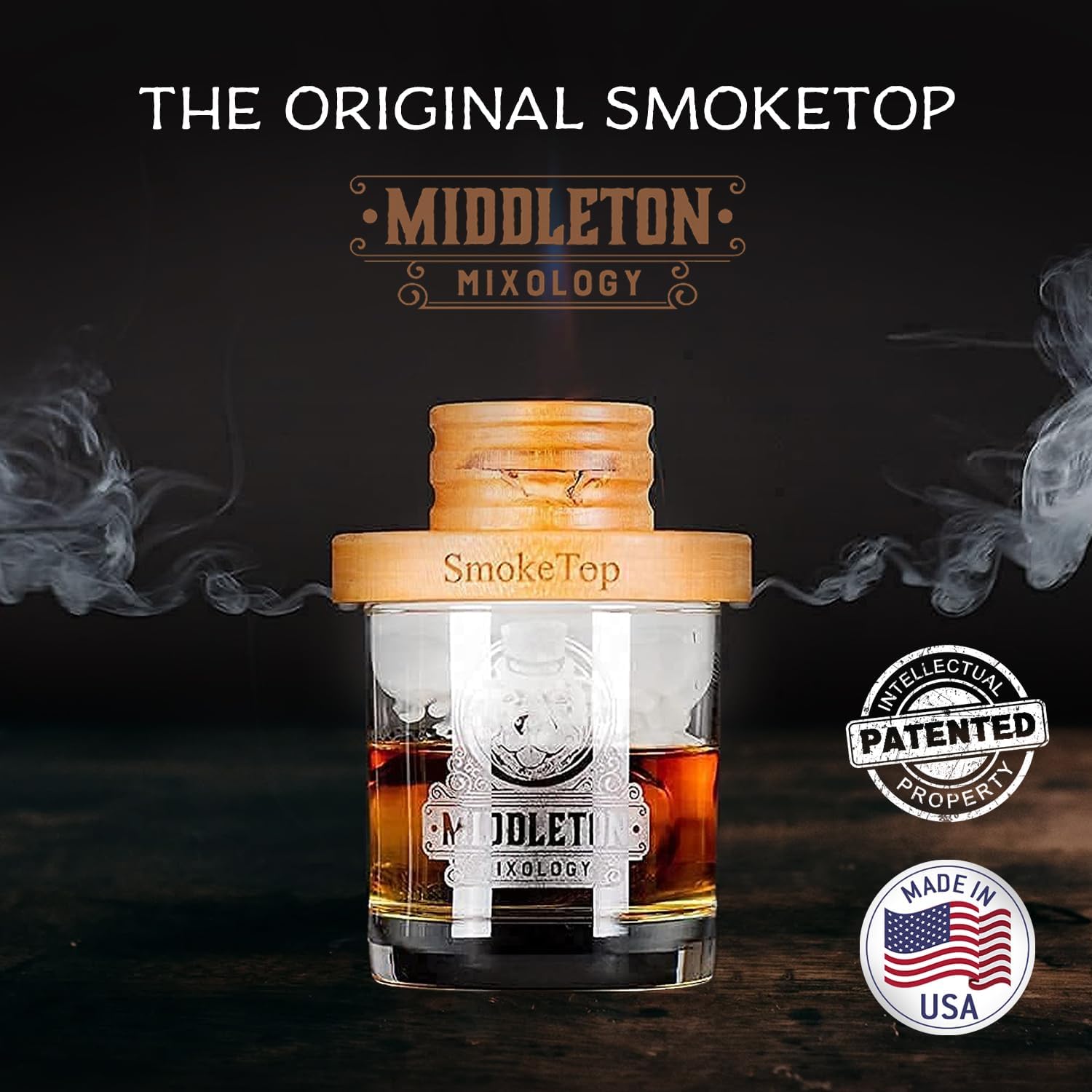 SmokeTop Cocktail Smoker Kit 5 Pack - Old Fashioned Chimney Drink Smoker for Cocktails, Whiskey, & Bourbon With Sample Wood Chips - by Middleton Mixology