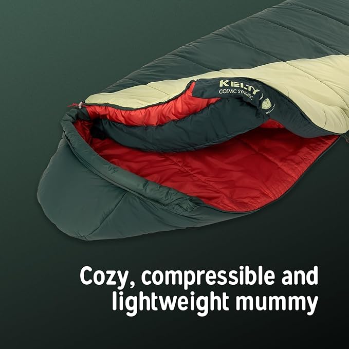 Kelty Cosmic Synthetic Fill 20 Degree Backpacking Sleeping Bag – Compression Straps, Stuff Sack Included