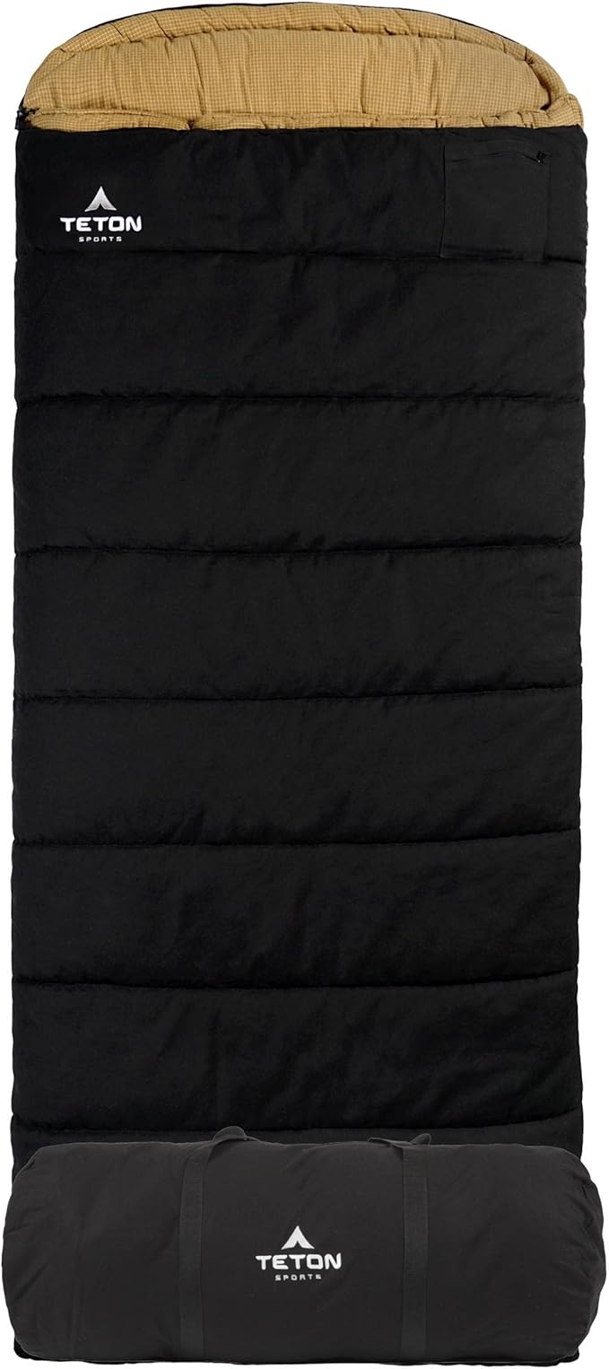 TETON Sports Deer Hunter -35F and 0F Degree Sleeping Bag. Warm and Comfortable Camping Sleeping Bags, Teton Tough Canvas Shell for Camping, Hunting, and Cold Weather
