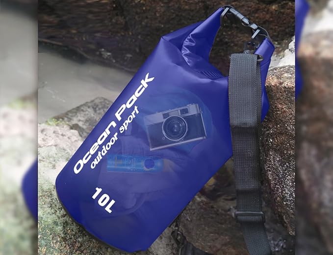 2 Pieces Waterproof Dry Bag for Women and Men, 10L Roll Top Waterproof Backpack Sack with Waterproof Phone Case, for Hiking, Backpacking, Kayaking, Camping, Swimming, Boating(Dark blue)