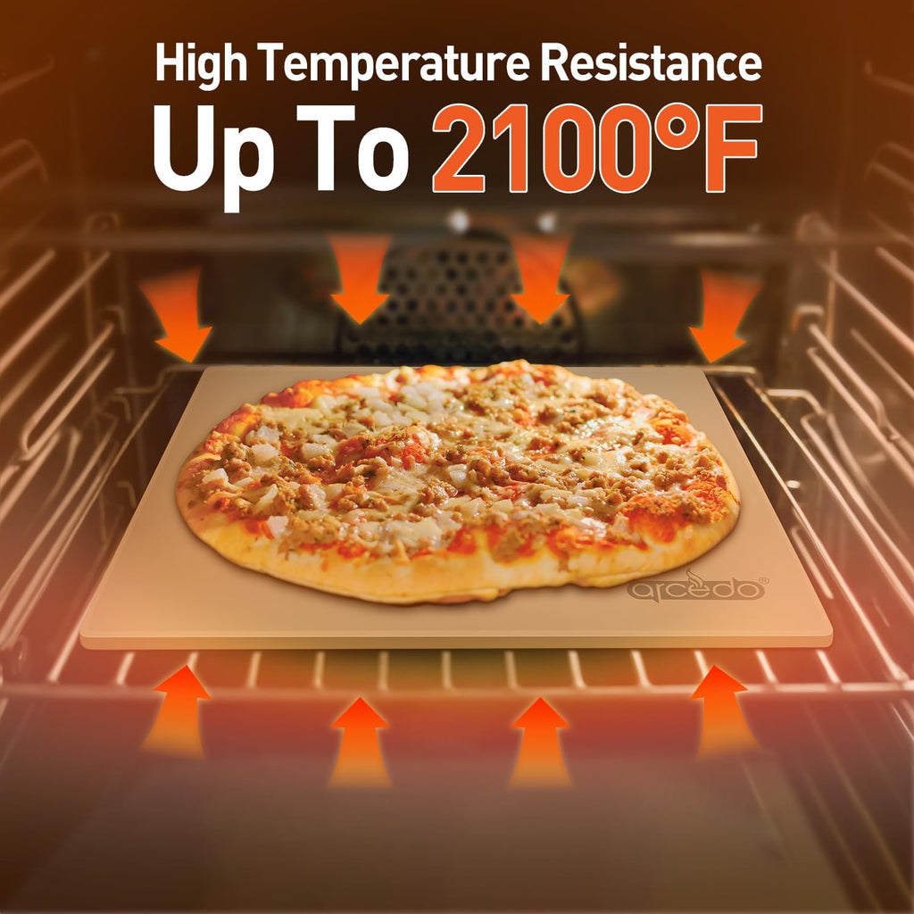 Pizza Stone For Oven and Grill 13 Inch, Baking Stone For Bread Thermal Shock Resistant BBQ Grilling Square Pizza Pan Cordierite Cooking Pan with PE Scraper