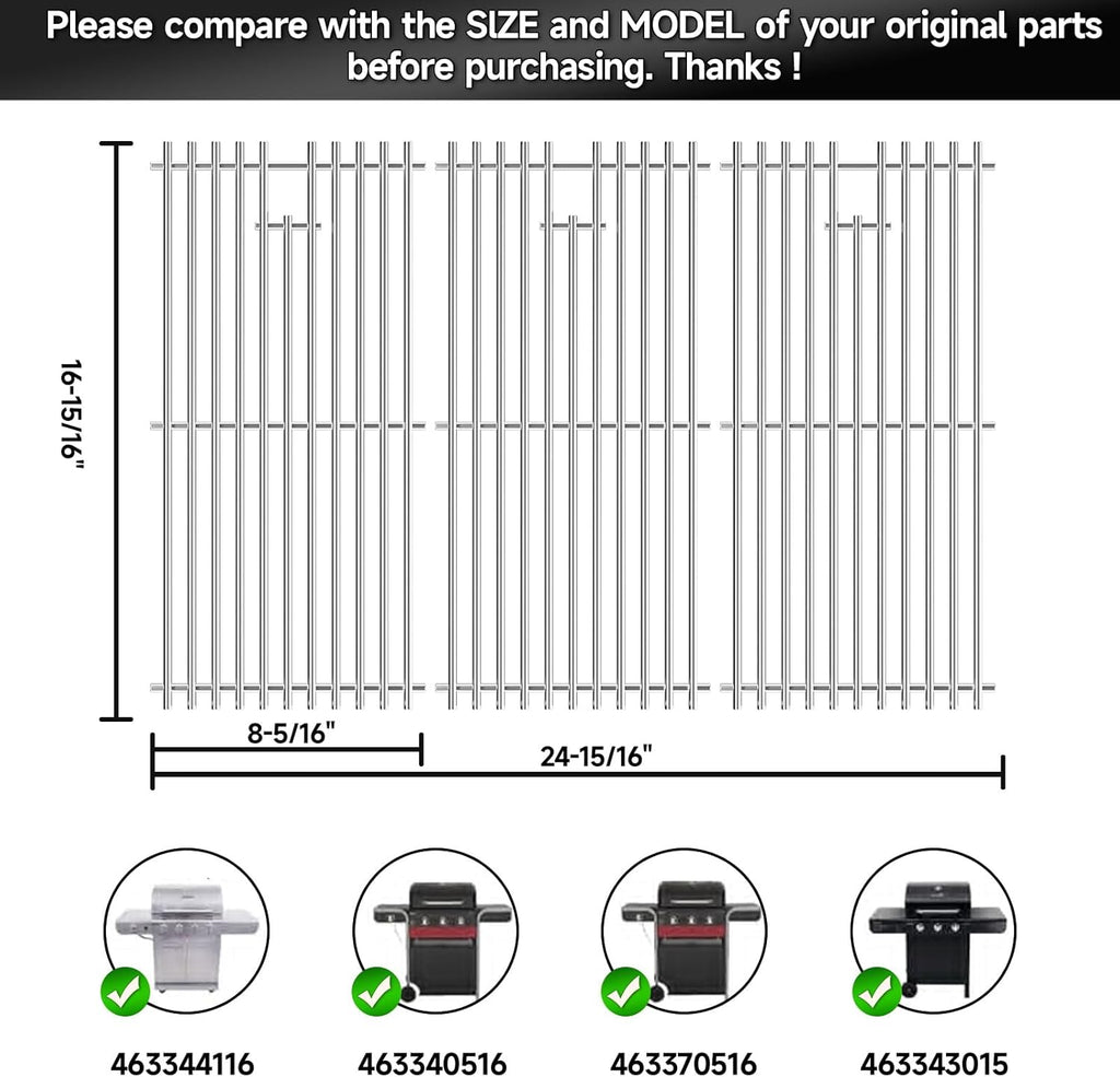 16 15/16 Inch Cooking Grates for Charbroil Advantage 463343015, 463344015, 463344116, G421-0008-W1 Advantage 3 Burner Gas 2 Coal Parts 463340516, Tru Infrared 463336016 Replacement Parts