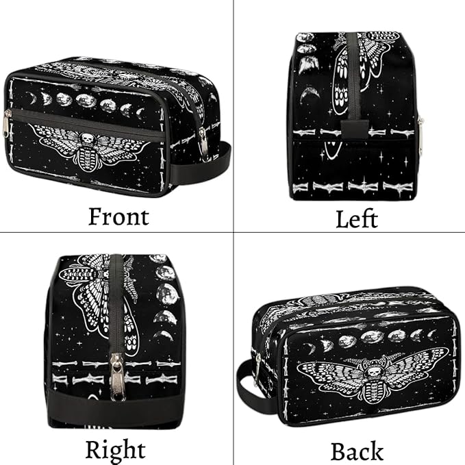 Gothic Skull Black Hanging Toiletry Bag,Travel Hygiene Kits,Waterproof Makeup Carry-on Bags,Cosmetic Bag,Approved Shave Dopp Kit for Toiletries Shower Bathroom Halloween Accessories Gifts