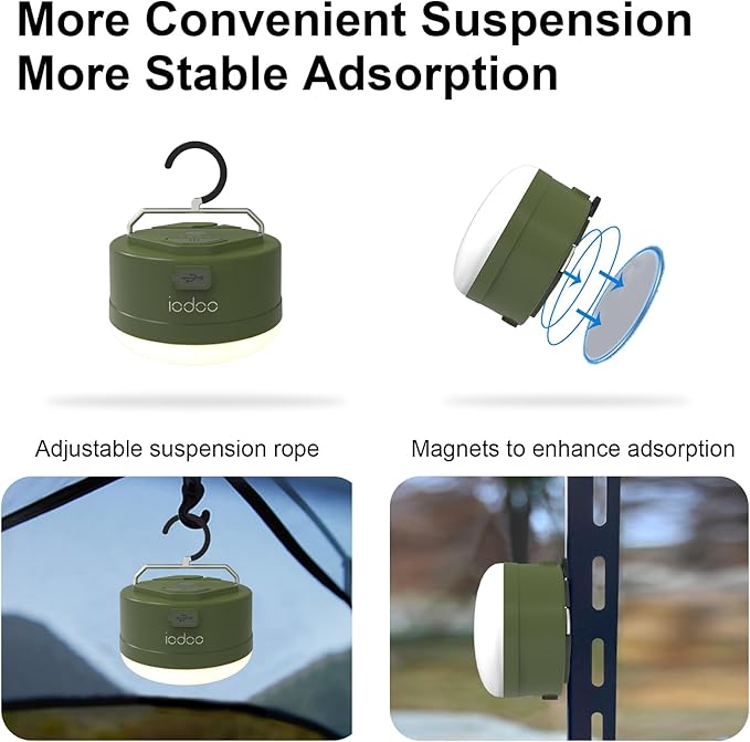 3000mAh 2000LM Rechargeable Camping Light , Warm/White/Nature/SOS 4Modes Brightness Stepless Adjust Camping Lantern Rechargeable Tent Light for Power Failure Emergency Survival Kits (1)