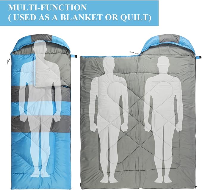 Sleeping Bags, Camping Sleeping Bag for Adults, 3 Season Warm & Cool Weather, Lightweight Waterproof Sleeping Bags for Indoor Outdoor Camping Traveling Backpacking, Pink/Blue/Black