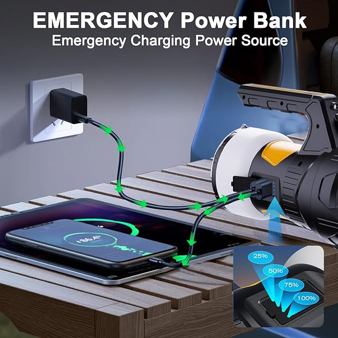 Waterproof 49ft LED Decorative String Light with Storage Box & 5H Runtime, Super Bright Flashlight (20H Spotlight) for Outdoor Patio, Camping, Garden Party Decoration