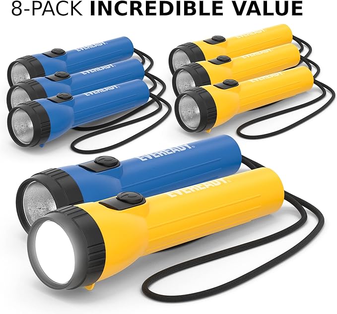 Eveready LED Flashlight (8-Pack) Bright Reliable Flashlights for General Purpose, Great for Camping, Car, Emergency Storm Power Outage Handheld Flashlight (Batteries Included)