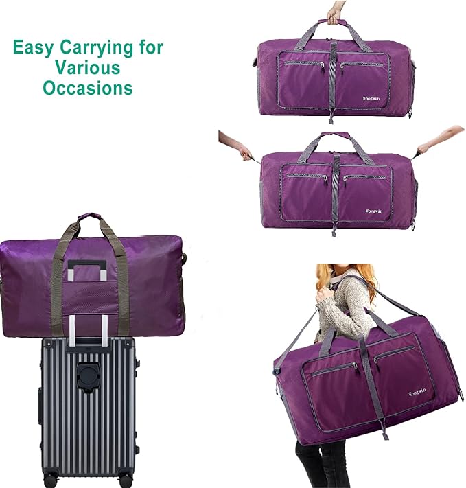 Woogwin Travel Duffel Bag Large Foldable Waterproof Overnight Bag for Beach Swim Bags Pool Sports Gym