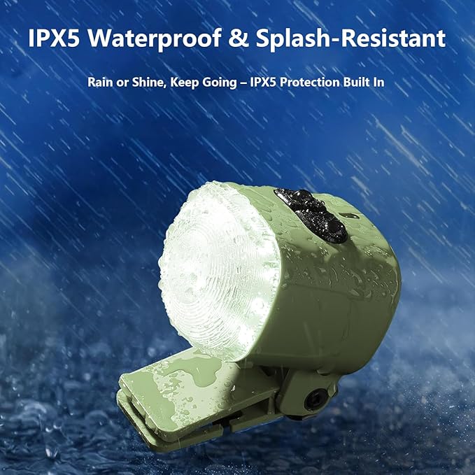 2-Pack Mini Hands Free Rechargeable Hat Light Camping Lanterns Magnetic IPX4 Waterproof Clip on Ultra Light for Emergency, Outdoor, Camping, Fishing, Biking, Night Running (Green)