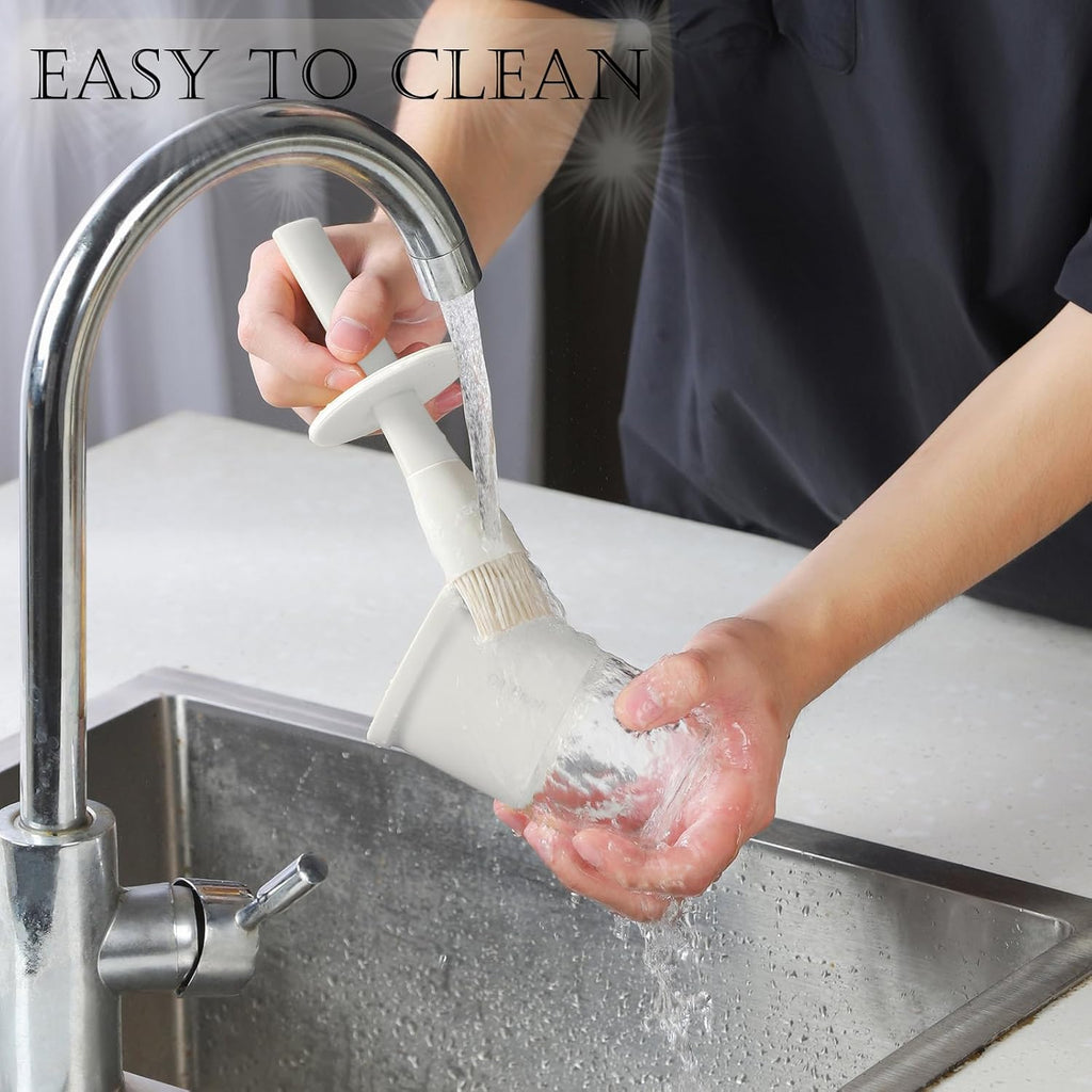 3 pack Oil Bottle 300ml/10oz Glass Dispenser with Silicone Brush for Kitchen Cooking, BBQ Sauce, Vinegar