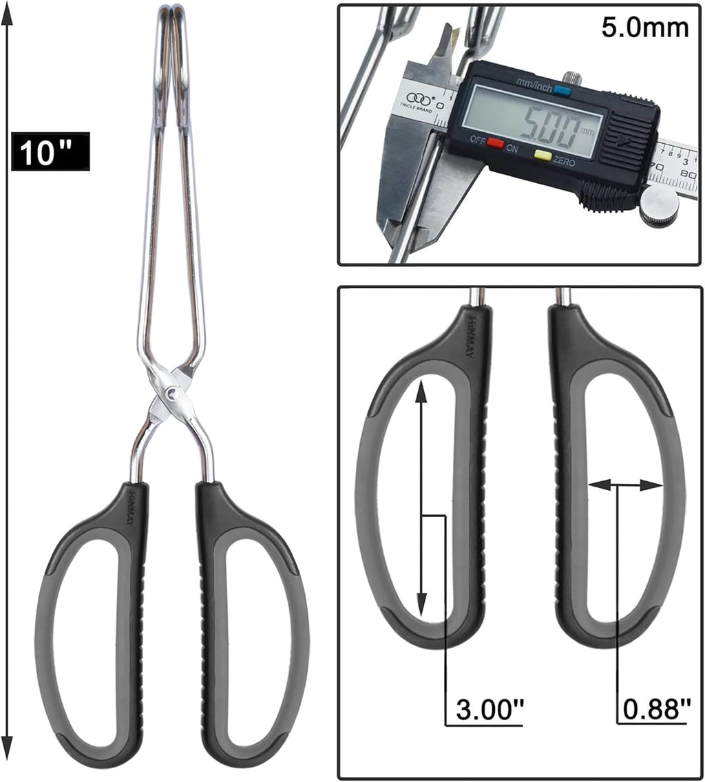 Scissor Tongs 10-Inch Stainless Steel Scissor Style Tongs (Black Handle)