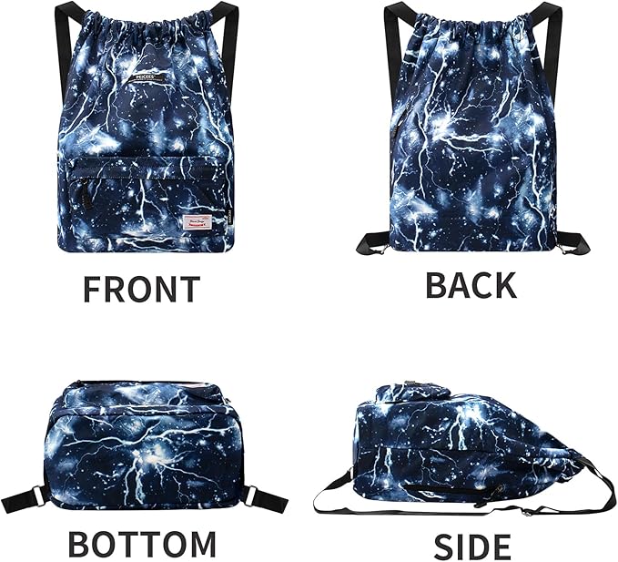 Peicees Waterproof Drawstring Sport Bag Lightweight Sackpack Backpack for Men and Women
