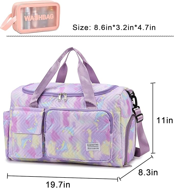 Small Gym Bag for Women, Travel Duffle Bag Carry On Weekender Bag with Shoe Compartment