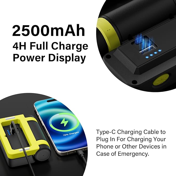 LED Work Light, Flashlight with COB Camping Lantern, 1000LM Magnetic Flashlight, 200°Foldable, 5+3 Modes, Rechargeable Waterproof Handheld Flashlights for Camping, Home, Car Repair, Emergency, Fishing