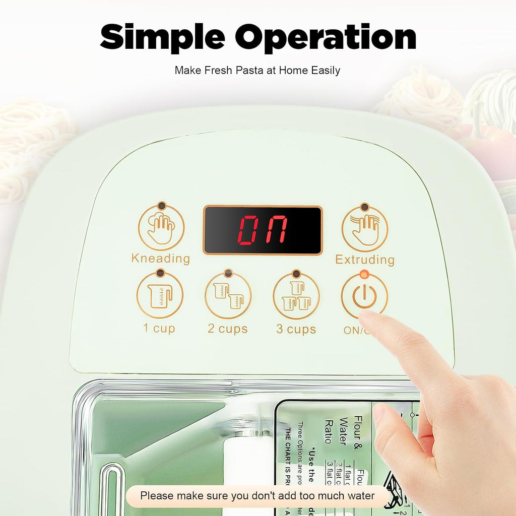 260w Automatic Pasta Machine, Electric Pasta Noodle Machine, 12 Noodle Shapes Pasta Machine With Measuring Cup,Capacity 0.6kg/ 1.32lbs,Can Make Long Noodles, Spaghetti, Macaroni. (Upgraded Version)