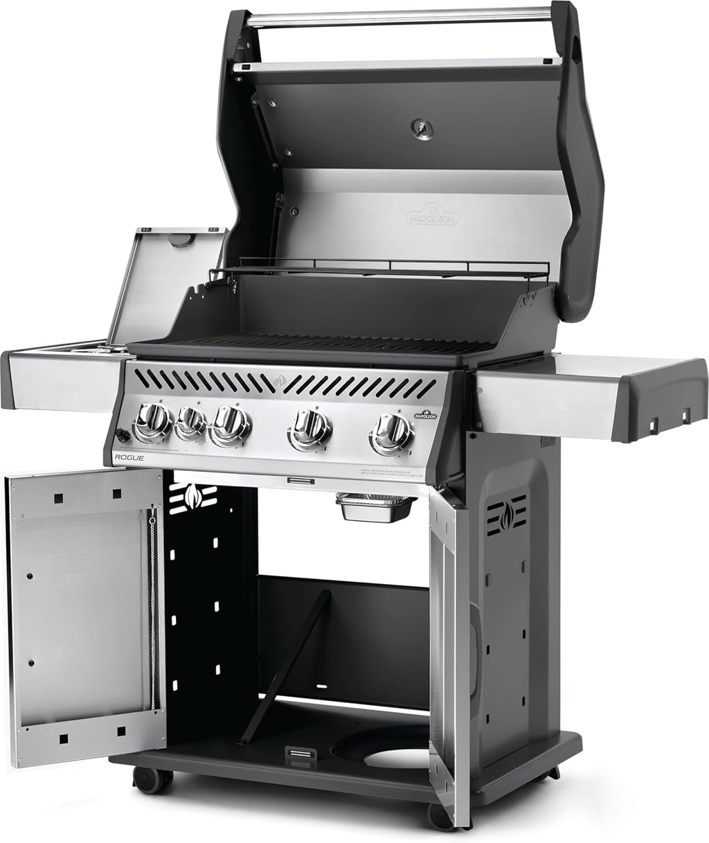 Napoleon Rogue 525 Natural Gas Grill with Range Side Burner, Stainless Steel, Durable 4-Burner Cooking