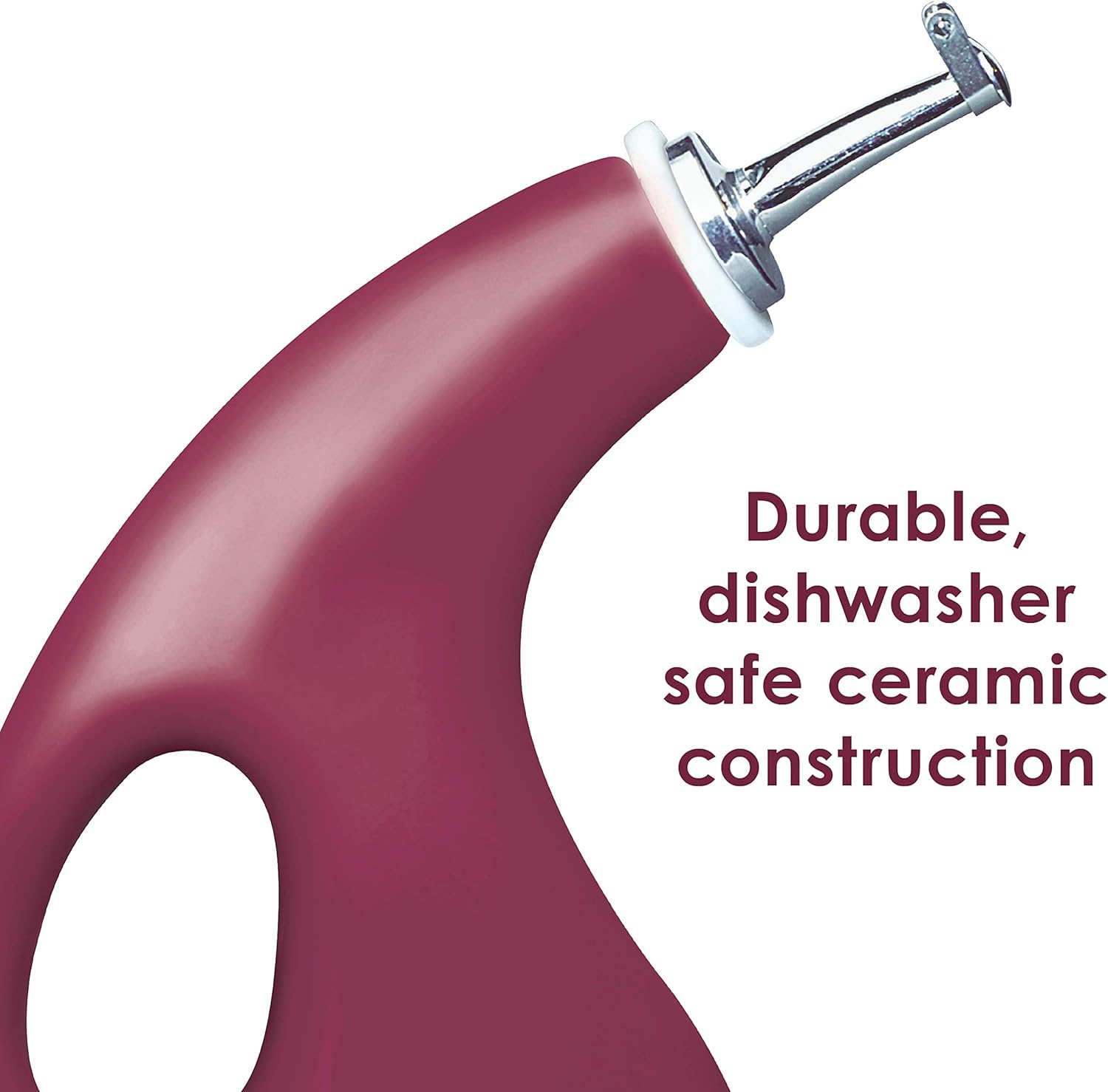 Rachael Ray Solid Glaze Ceramics EVOO Olive Oil Bottle Dispenser with Spout - 24 Ounce , Red