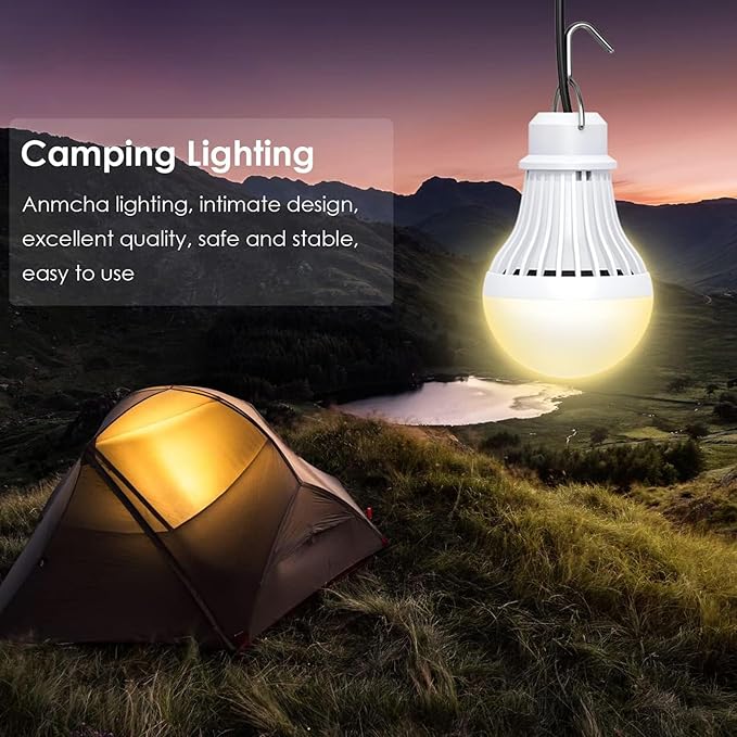 2 Pack USB LED Camping Lantern, 8.2 ft Extra Length Cord Tent Light with USB Y-Cable, Portable LED Bulb for Garage, Warehouse, Car, Truck, Fishing Boat, Room, Emergency Light, Warm