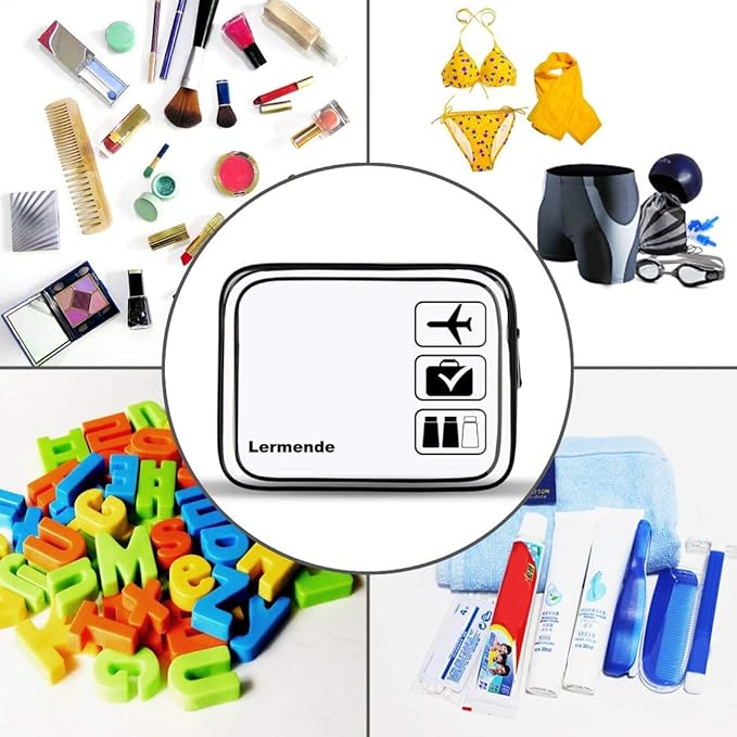 Lermende 2pcs Clear Toiletry Bag TSA Approved Travel Bag,Carry On for Travel,Airport Airline Accessories Compliant Bag,Quart Sized Makeup Cosmetic bag Women Men (Black Gray Blue, 3 Pack)