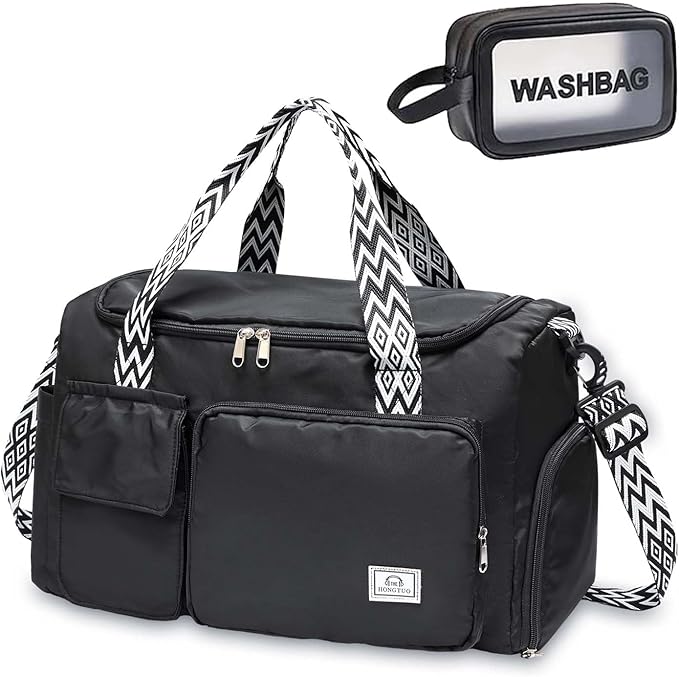 Small Gym Bag for Women, Travel Duffle Bag Carry On Weekender Bag with Shoe Compartment
