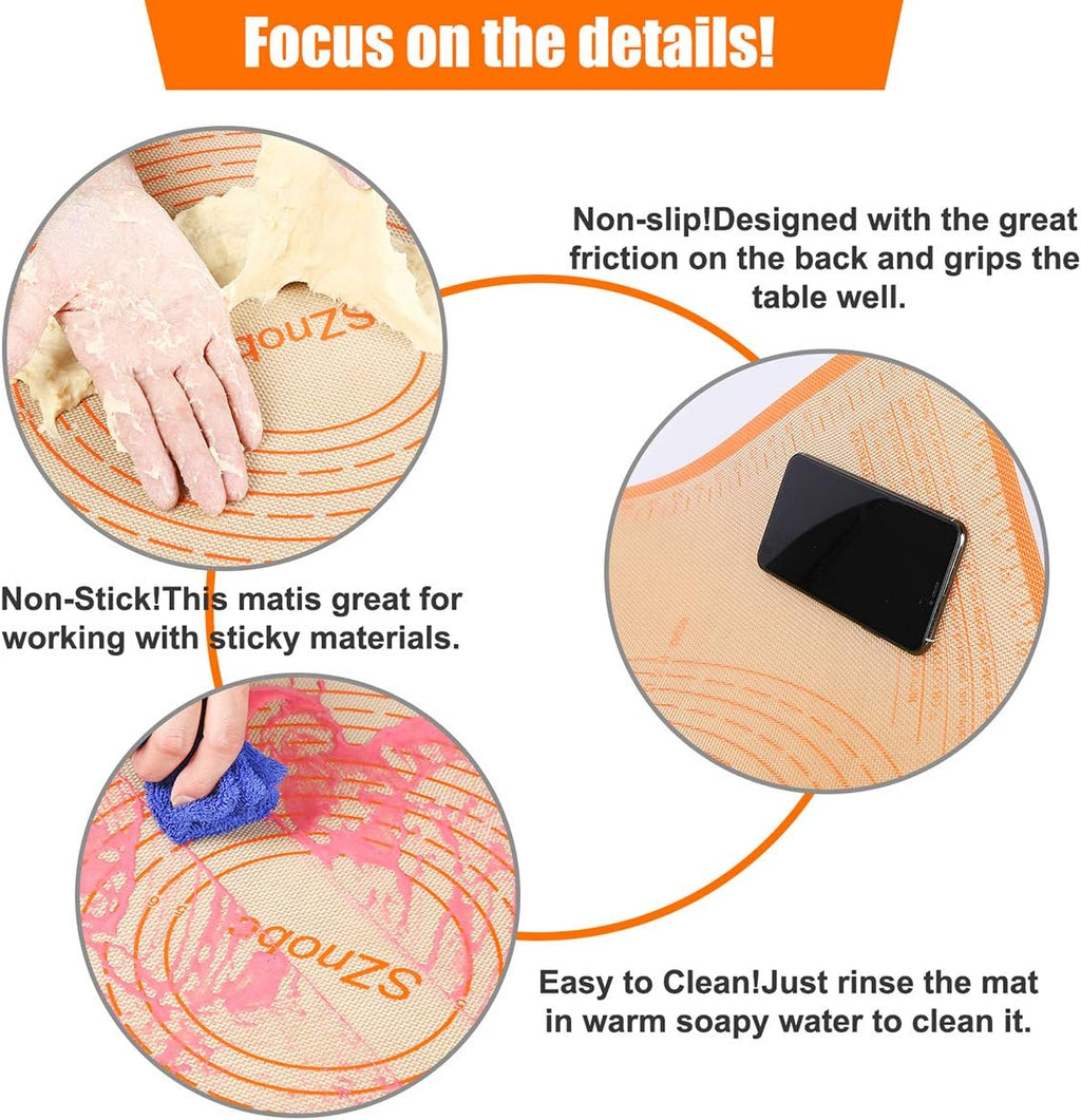 Silicone Pastry Mat 34'' By 26'' Extra Large Baking Mat with Measurements for Dough Rolling, Kneading Board, Kitchen Counter Mats, Perfect for Dough, Pastry, Fondant, Cookies, Bread, Pasta, Pizza