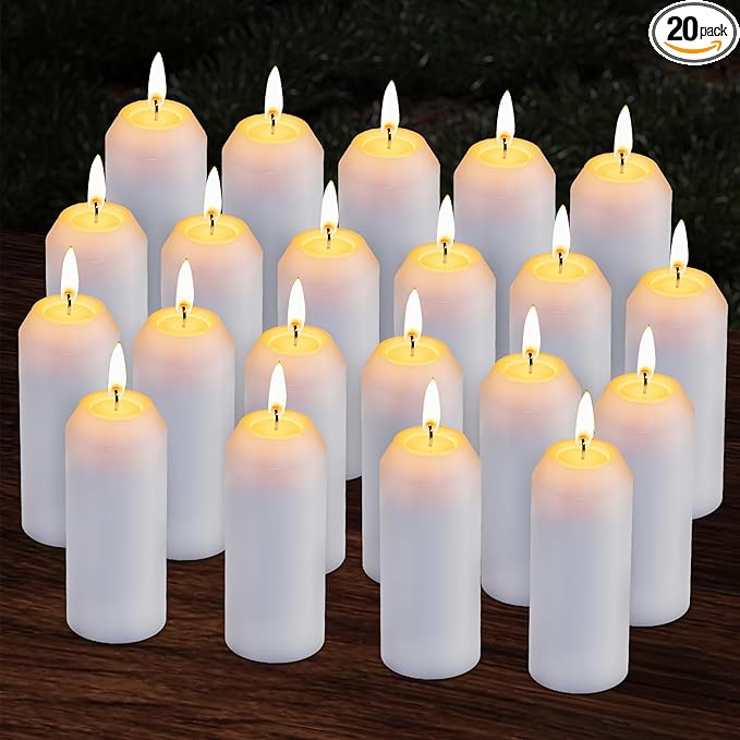 20Pack 15H+ Emergency Candles Long Burning Survival [18H+ Inside Candle Lanterns], 3“ Unscented White Pillar Candle, Survival Candles for Power Outage, Camping, Hurricane