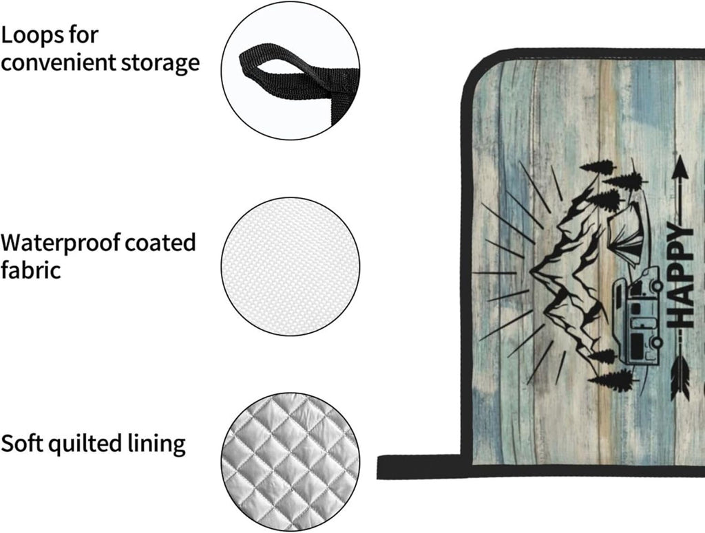 Happy Camper Oven Mitts and Pot Holders Sets of 4,Resistant Hot Pads with Polyester Non-Slip BBQ Gloves for Kitchen,Cooking,Baking,Grilling