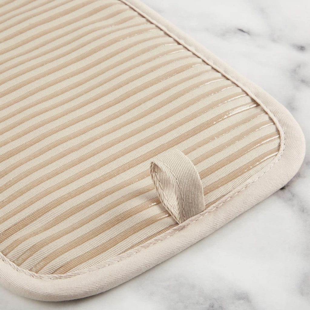 KITCHENAID Quilted Cotton Terry Cloth Oven Mitt, Pot Holder, Kitchen Towel 4-Pack Set, Heat Resistant, Silicone Grip, 16"x26", 7"x13" & 7"x10", Milkshake