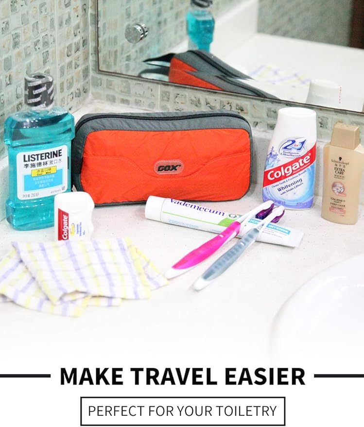 GOX Travel Toiletry Bag,Dopp Kit Case,Ultra-Light Cosmetics Bag Makeup Organizer(Orange)