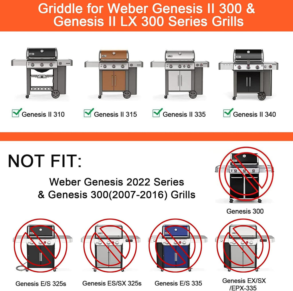 for Weber Genesis 2 Grill Parts - Genesis II Griddle for Weber Genesis II 300/600 Series Grills, GS4 Genesis II E-310, II S-310, II E/S-315, II E/S-325, II E/S-335, Replace for 7599 Cast Iron Griddle