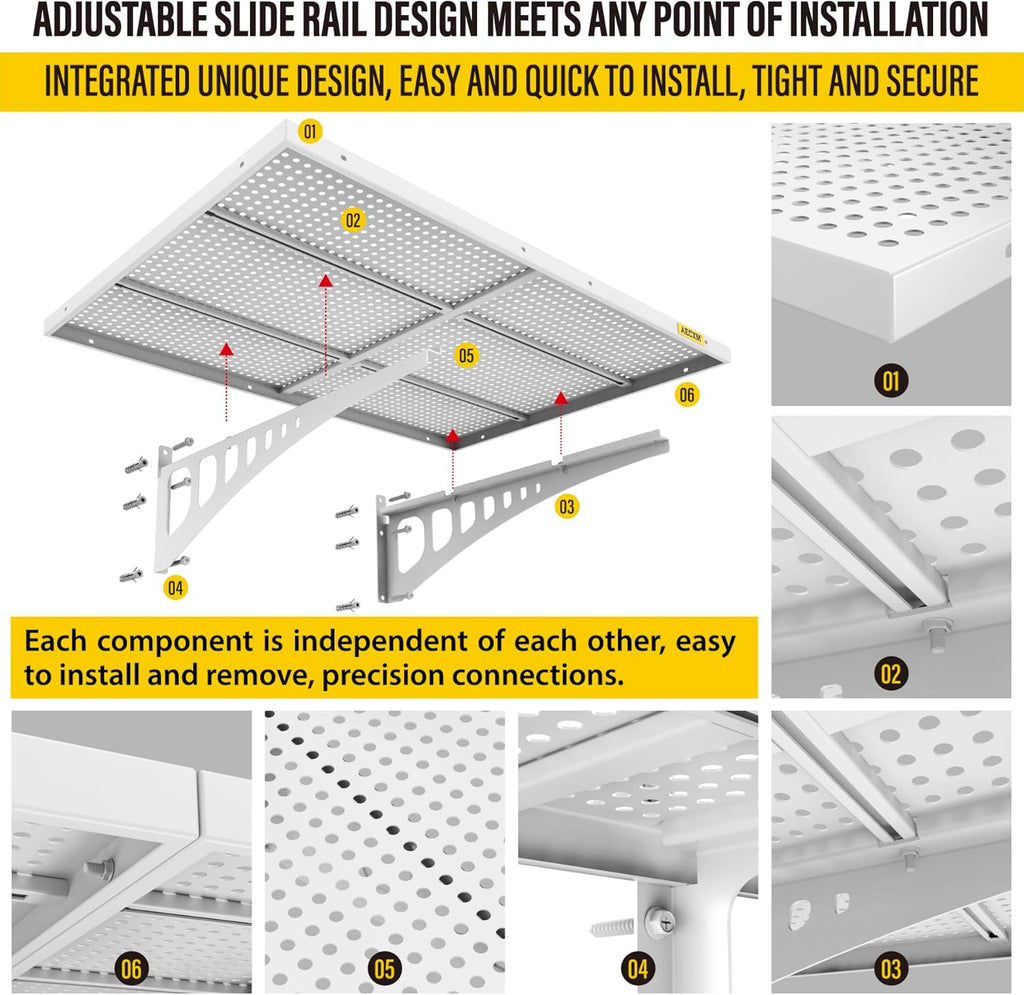 2-Pack 2x3ft Adjustable Garage Wall Shelving 560lbs Load Capacity Heavy Duty Wall Mounted Storage Shelf Metal Floating Shelves for Garage(White)