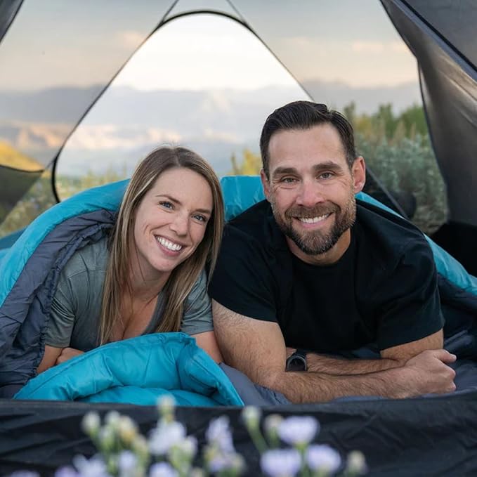 Teton Mammoth Queen Size Double Sleeping Bag- A Warm Bag The Whole Family can Enjoy – Great for Camping, Hunting and Base Camp. Compression Sack Included