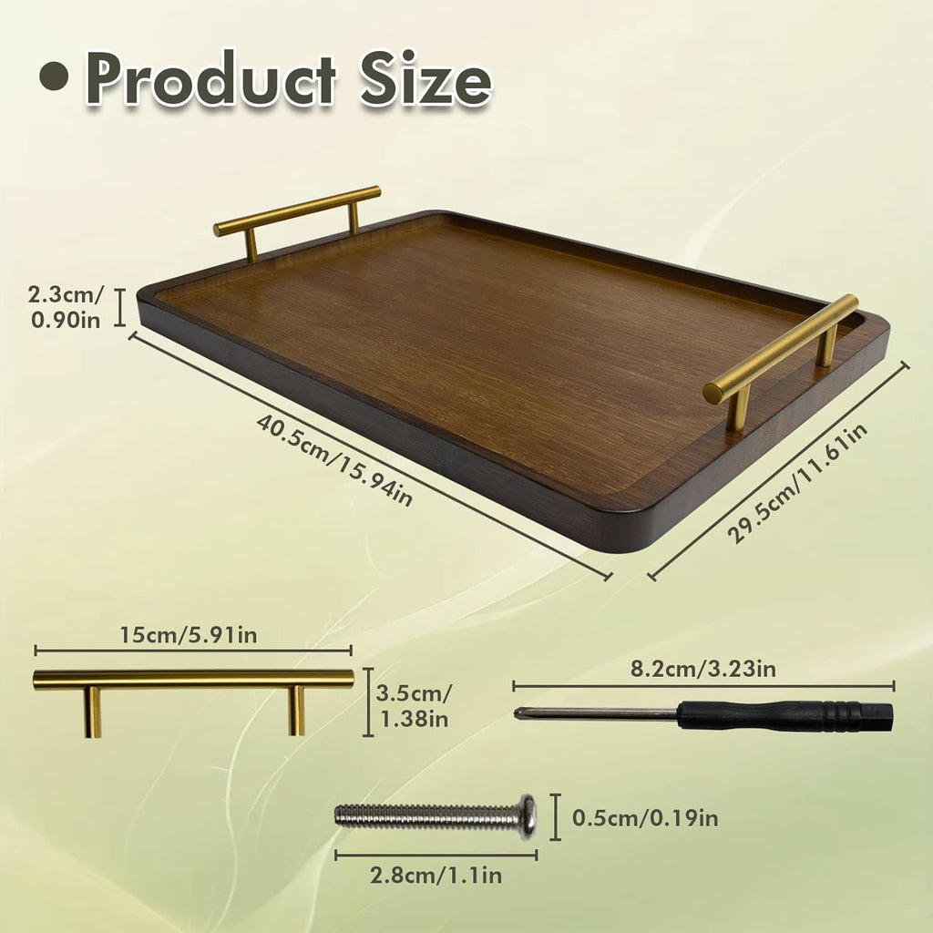 2 Pieces (15.94x11.61×0.9") of Rectangular Long Cut Vegetable Boards with Handles Made of Acacia Wood, Suitable for Coffee Table Trays, Home Decor Cheese Boards, Breakfast in Bed