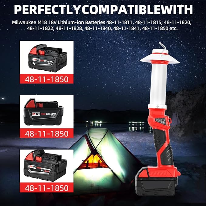 8W 800LM Lantern for Milwaukee 18V M18 Li-Ion Outdoor Portable Camping Lantern with Hook, USB Output, Emergency Light, Perfect for Camping, Hiking, and Outdoor Activities(Battery not Included)