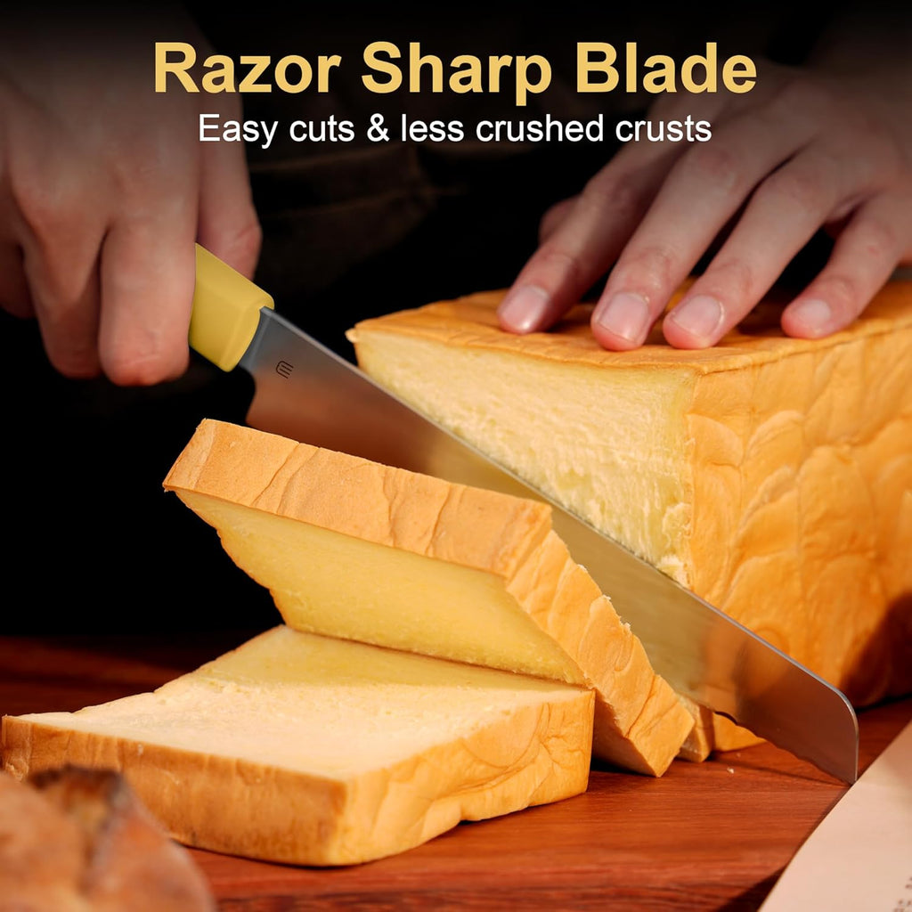 7.5" Serrated Bread Knife for Homemade Bread, AR-RPM9 Steel & Innovative Wavy Edge, Professional Serrated Knife for Sourdough Bread Cake, Gift for Baker Home Chefs