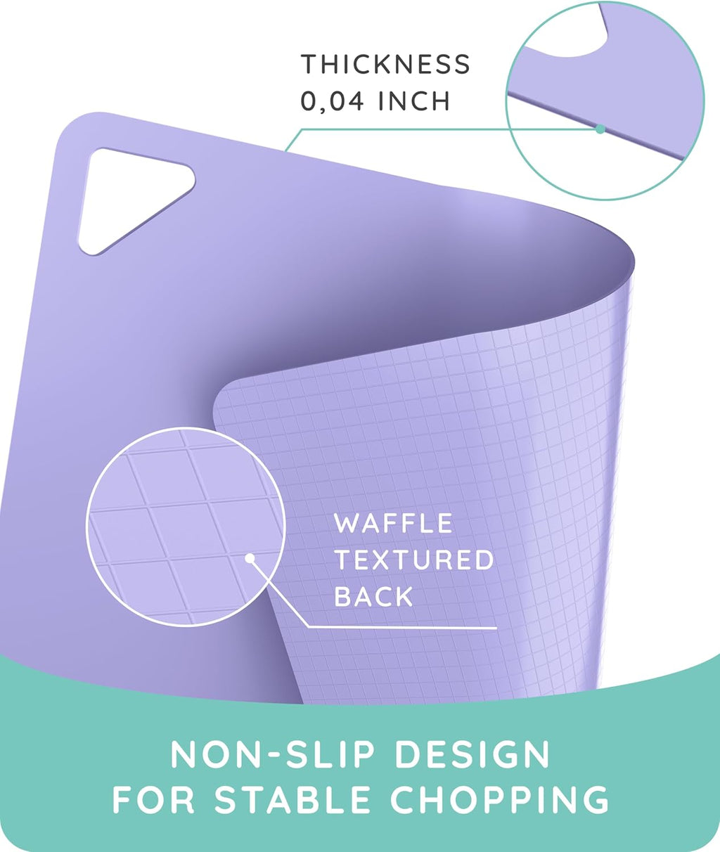 July Home Cutting Board Alternative for Kitchen - Extra Thick Flexible Plastic Cutting Board Set of 3, Non-Slip, BPA-Free, Easy to Clean, Colored Cutting Mats for Cooking, Durable Chopping Sheets