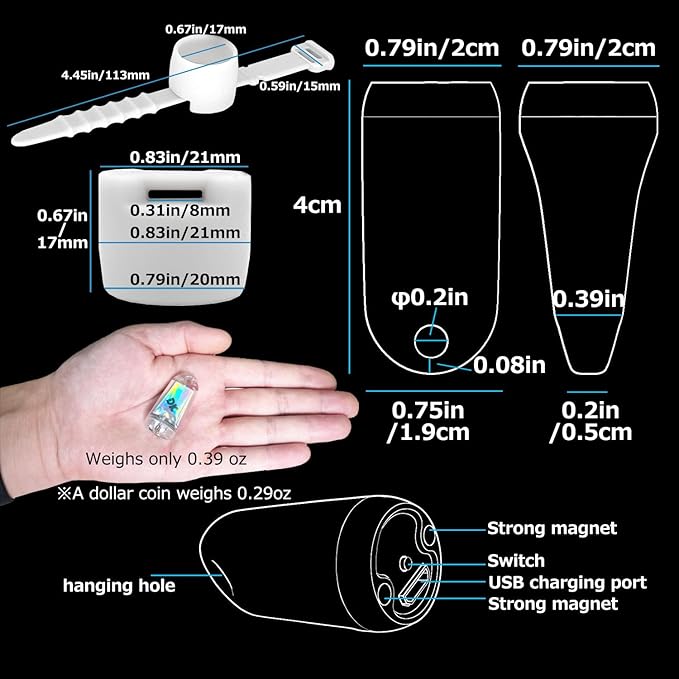 USB Mini LED Lanterns, 2 Pack Waterproof EDC Keychain LED Flashlight for Camping Rechargeable Battery Stick Light Maglite Hockey Dog Collar Flashlight for Nighttime Shift (2Pack White)