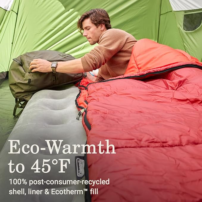 Coleman Flatlands Sleeping Bag, Made from 100% Recycled Material, Cool Weather Adult Sleep Sack