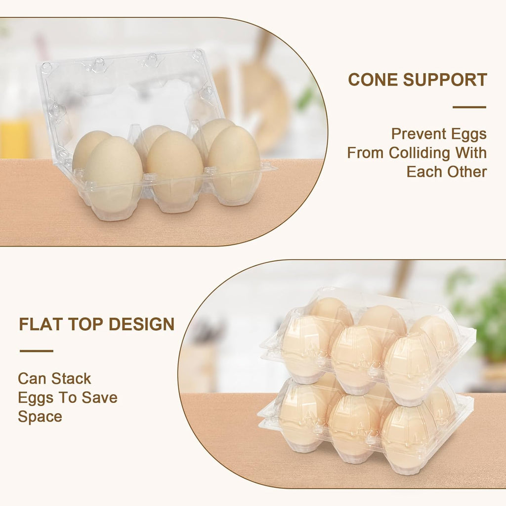100 Pack Egg Cartons 6 Count - Medium Egg Cartons Cheap Bulk - Half Dozen Egg Carton for Farmers Market, Kitchen Organization and Storage