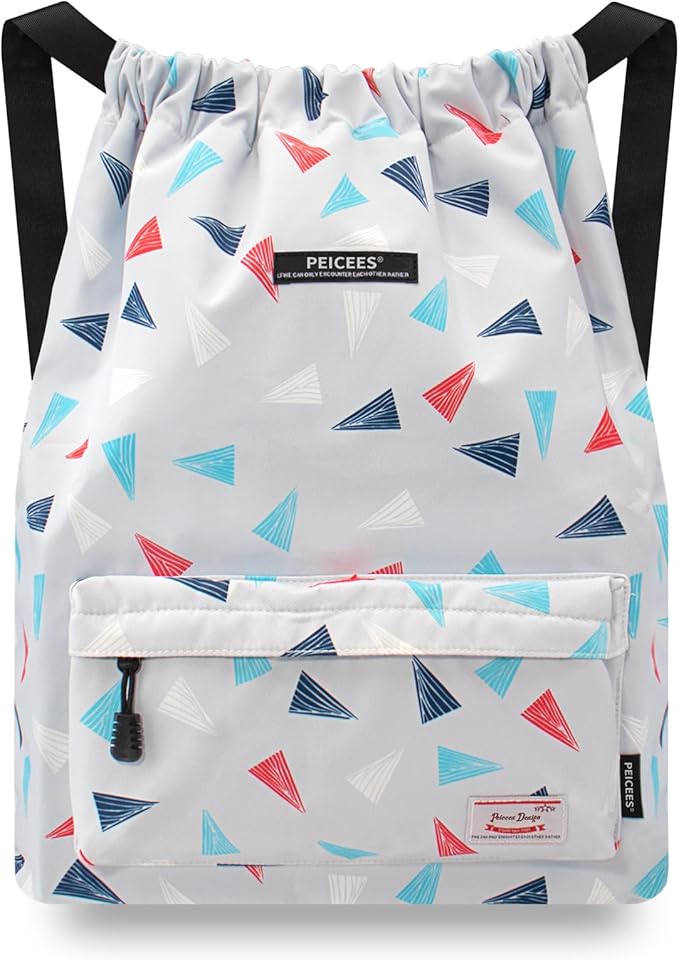 Peicees Waterproof Drawstring Sport Bag Lightweight Sackpack Backpack for Men and Women