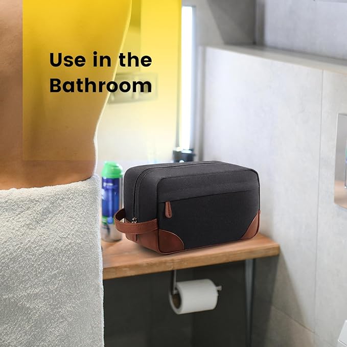 Vorspack Large Toiletry Bag Hanging Dopp Kit for Men Water Resistant Canvas Shaving Bag with Large Capacity for Travel - Dark Grey