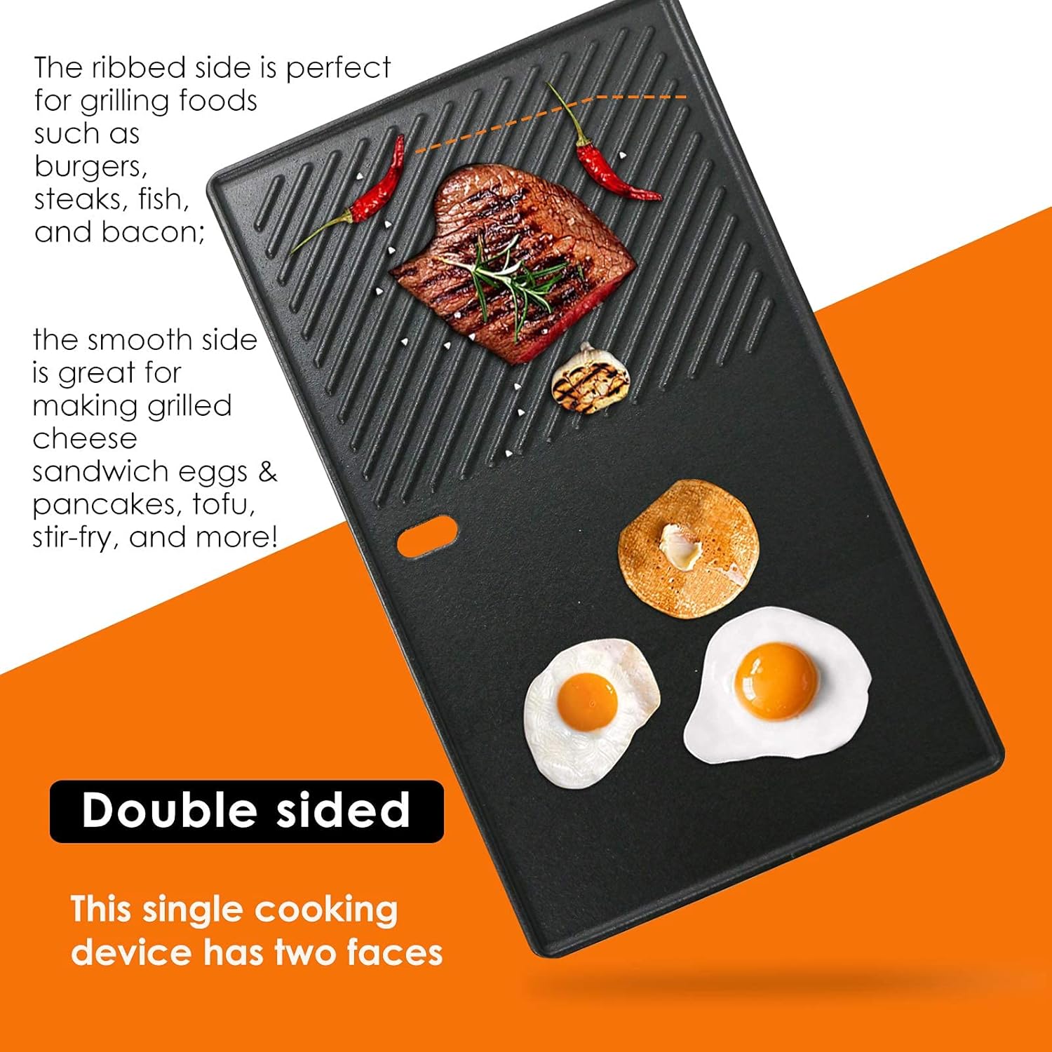 Uniflasy 7637 Grill Cooking Griddle for Weber Spirit I & II 200 Series 17.5 inch Spirit E210 Spirit E220 Spirit S210 Spirit S220 with Front Control Weber Spirit 200 Grill Replacement Flat Cooking Pan