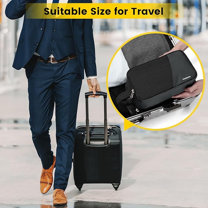 Vorspack Travel Toiletry Bag - Toiletry Bag for Men Water Resistant Skincare Bag Dopp Kit for Bathroom Toiletries Accessories Gifts - Black