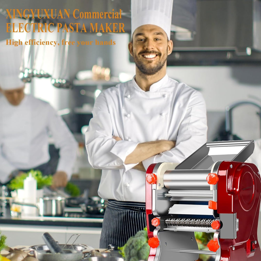 XINGYUEXUAN Electric Pasta Making Machine Commercial Noodle Spaghetti Maker Dough Roller with 2mm/6mm Cutter