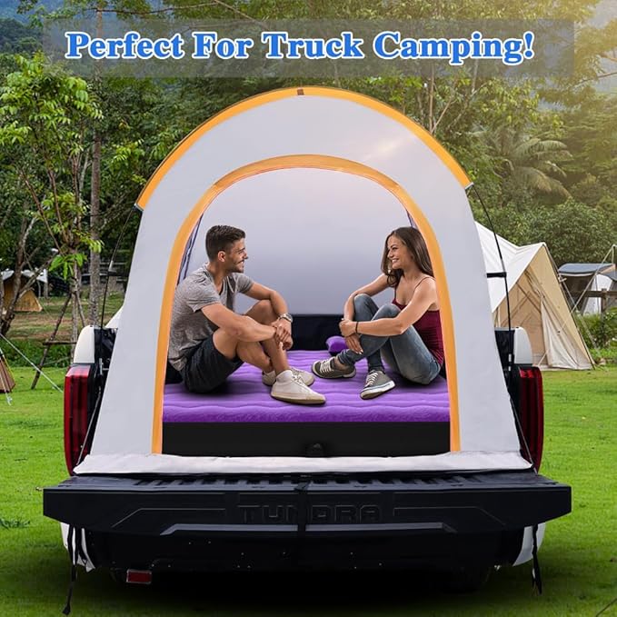 Camping Pickup Truck Bed Air Mattress Thicken Sleeping Pad for 5.5-5.8Ft Full-Size Short Truck Beds Outdoor Camping Car Travel(Purple)