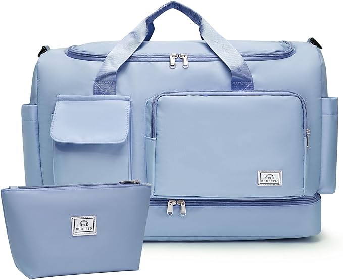 Small Gym Bag for Women, Travel Duffle Bag Carry On Weekender Bag with Shoe Compartment