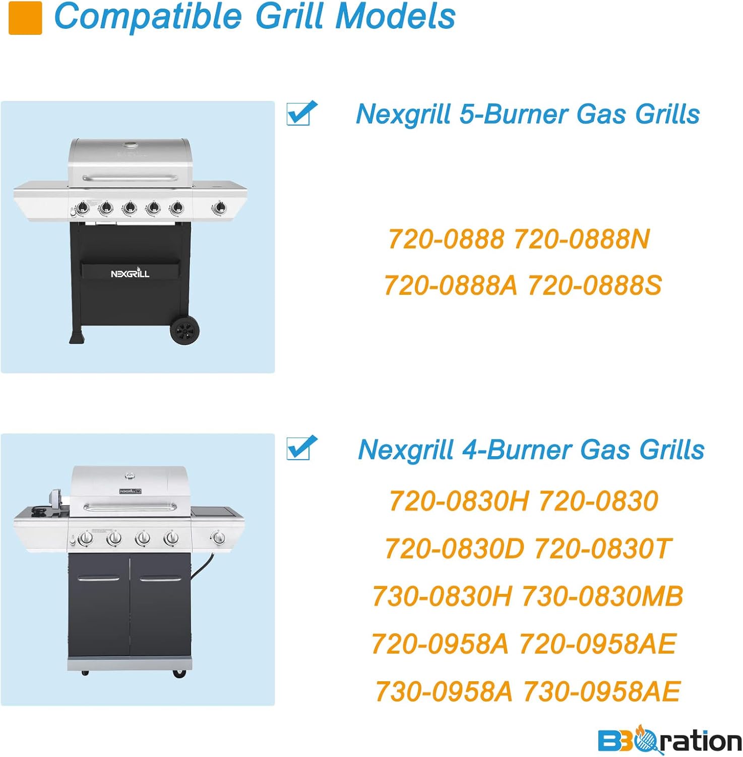 17" Grill Grates Replacement Parts for Nexgrill 4-Burner 720-0830H 720-0783E Nexgrill Replacement Parts 5 Burner 720-0888N 720-0888 720-0697, Grill Parts for Kenmore, Uniflame and More