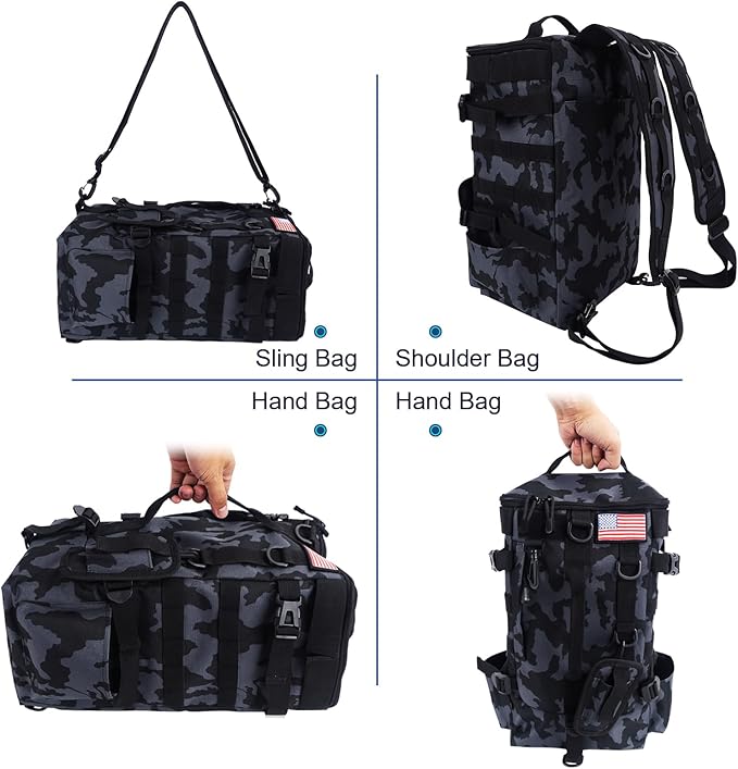 Fishing Backpack Tackle Bag, Fishing Backpack with Rod Holders Large Storage Fishing Tackle Box Backpack, Fishing Rod Bag for Carrying Fishing Gear and Equipment, RBC01