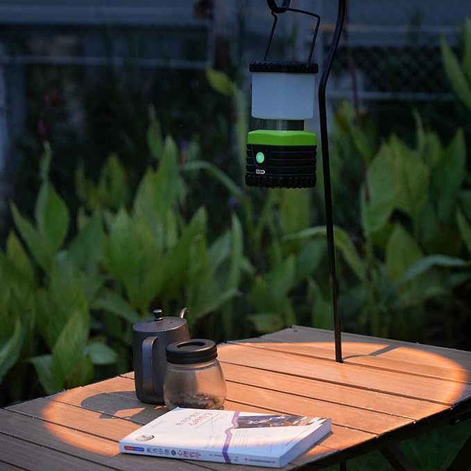 2PCS 3200K Warm Light LED Camping Lantern Rechargeable 1000LM, 4500mAh Power Bank, Flashlight for Hurricane Emergency, Hiking, IP44 Waterproof Lantern(Green)